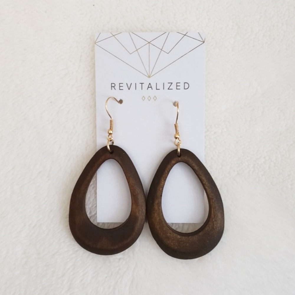 revitalized 》Wood Teardrop Earrings - Picture 3 of 4